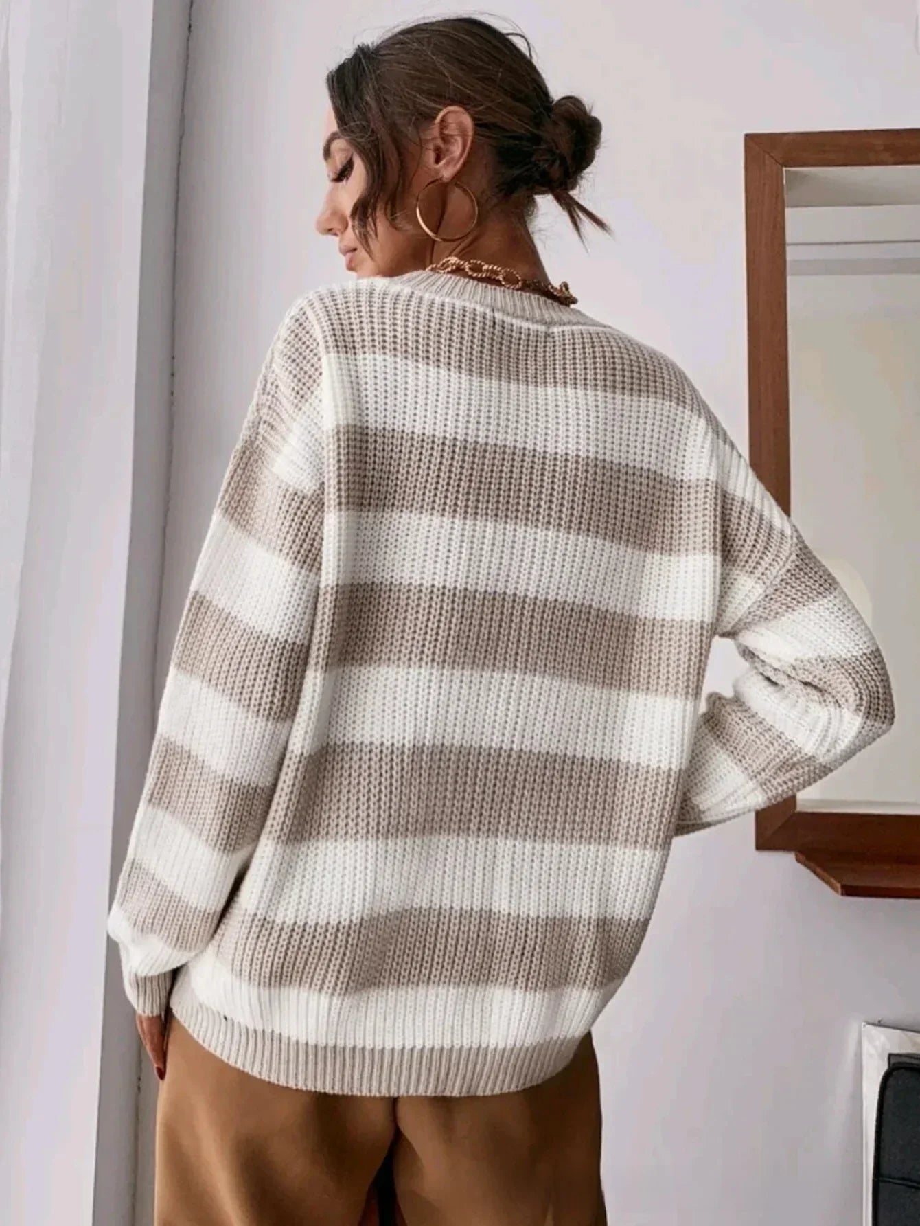 Emma Col Roulé Cachemire Hiver Pour Femmes À Rayures Élégant Et Chaud Pour Look Chic Quotidien