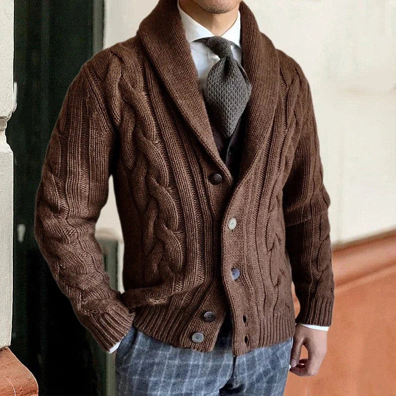 Cardigan En Laine Brock London Pour Homme Maille Douce Avec Fermeture Boutons Sur Toute La Longueur Coupe Ajustée