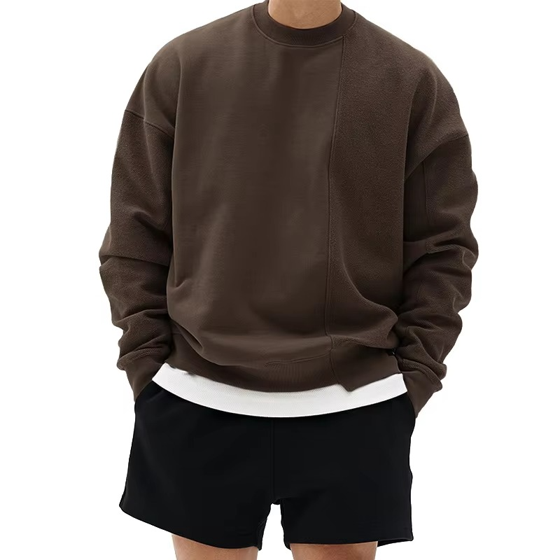 Sweat À Capuche Homme Loose Fit Col Rond Manches Longues Pull De Sport Confort Amawinc