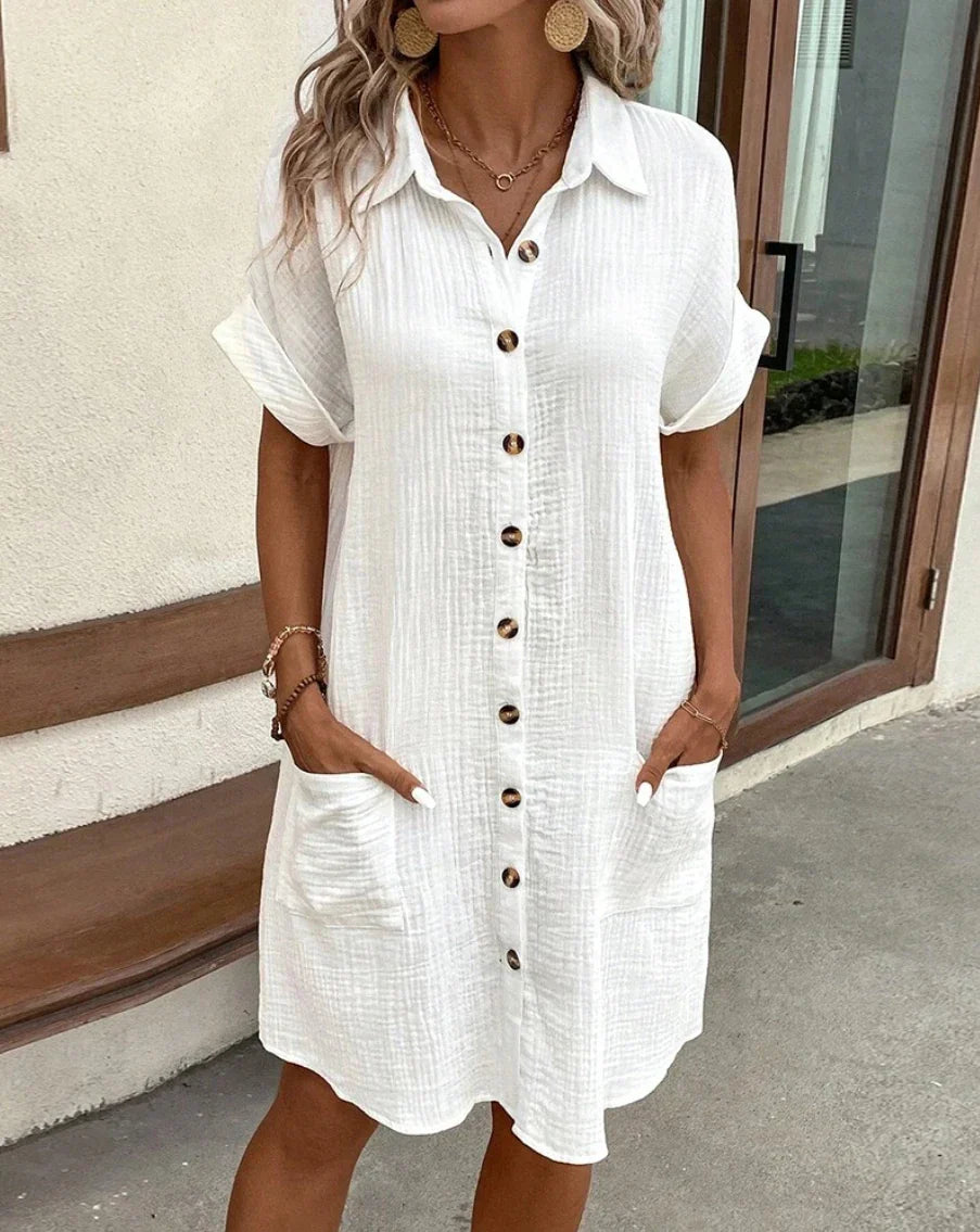 Robe Mini En Coton Lin Sérénité Décontractée Pour Été Confort Respirant Élégance Quotidienne