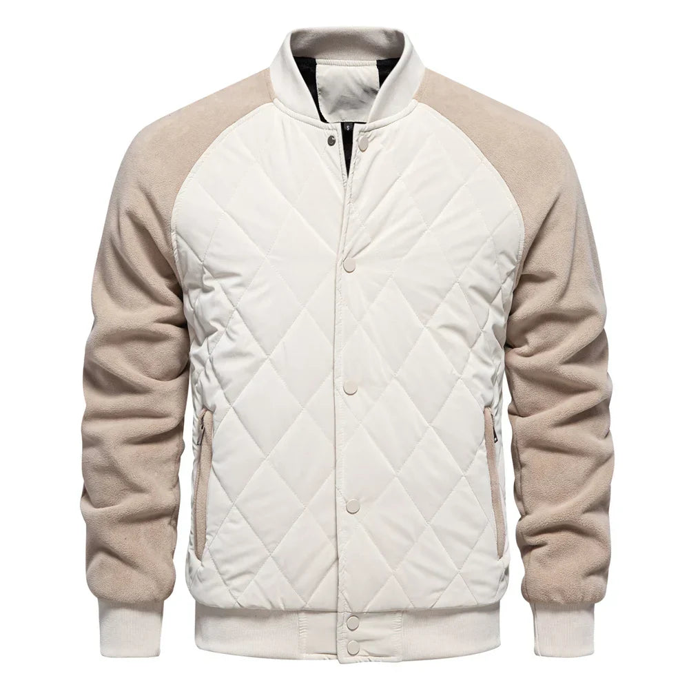 Nolan Veste Bomber Matelassée Avec Avant Diamant Et Manches Imitation Suède Bords Côtes Coupe Ajustée Confortable