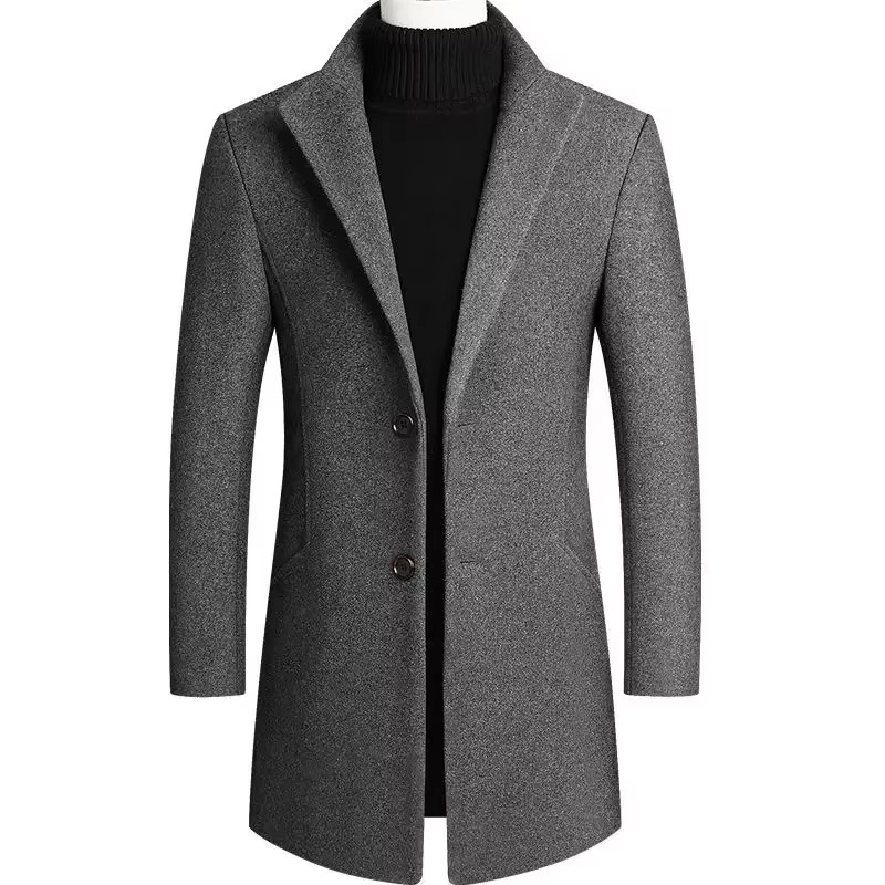 Manteau Trench Long En Laine Mélangée Pour Homme Bourgogne Chaleur Et Style Sophistiqué Pour Automne Et Hiver