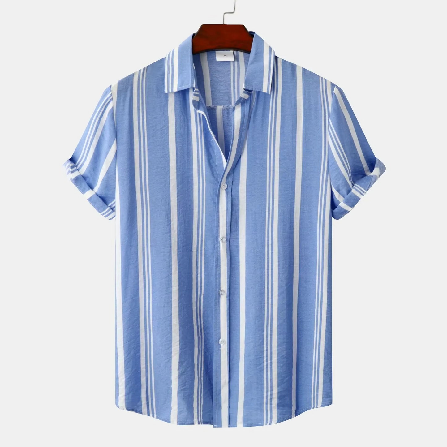 Chemise Homme Slim Fit À Rayures Bleu Marine Et Blanc Respirante Été Décontractée Pour Usage Quotidien