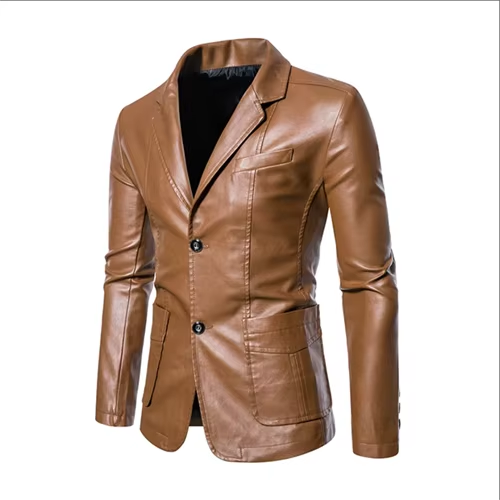 Amawinc Veste En Cuir Homme Business Casual Avec Col De Costume Slim Fit Noir Ou Kaki Tailles JusquA 5XL