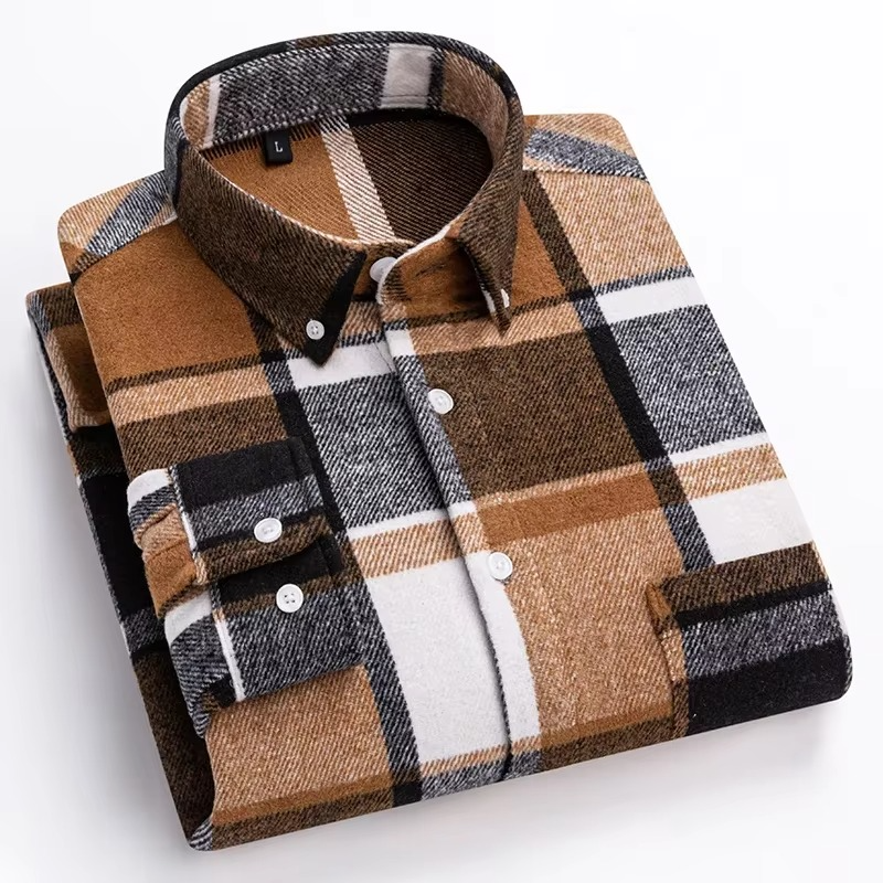 Chemise Pour Homme À Carreaux Taille Plus 7XL Manches Longues 100 Pour Cent Coton Avec Poche Poitrine Unique