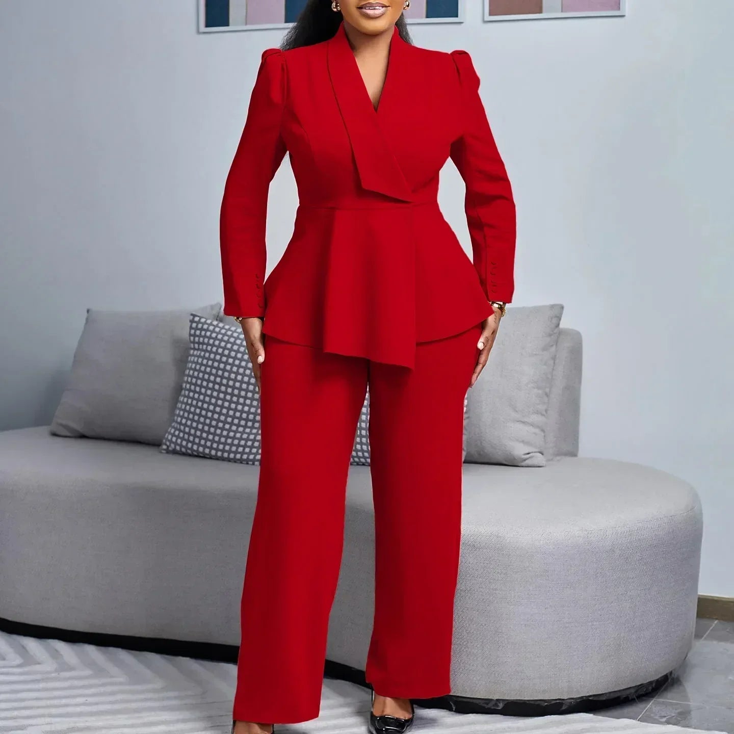 Kylie Ensemble Tailleur Chic Pour Femme Blazer Long Tailoré Peplum Avec Élégant Pour Réunions Professionnelles