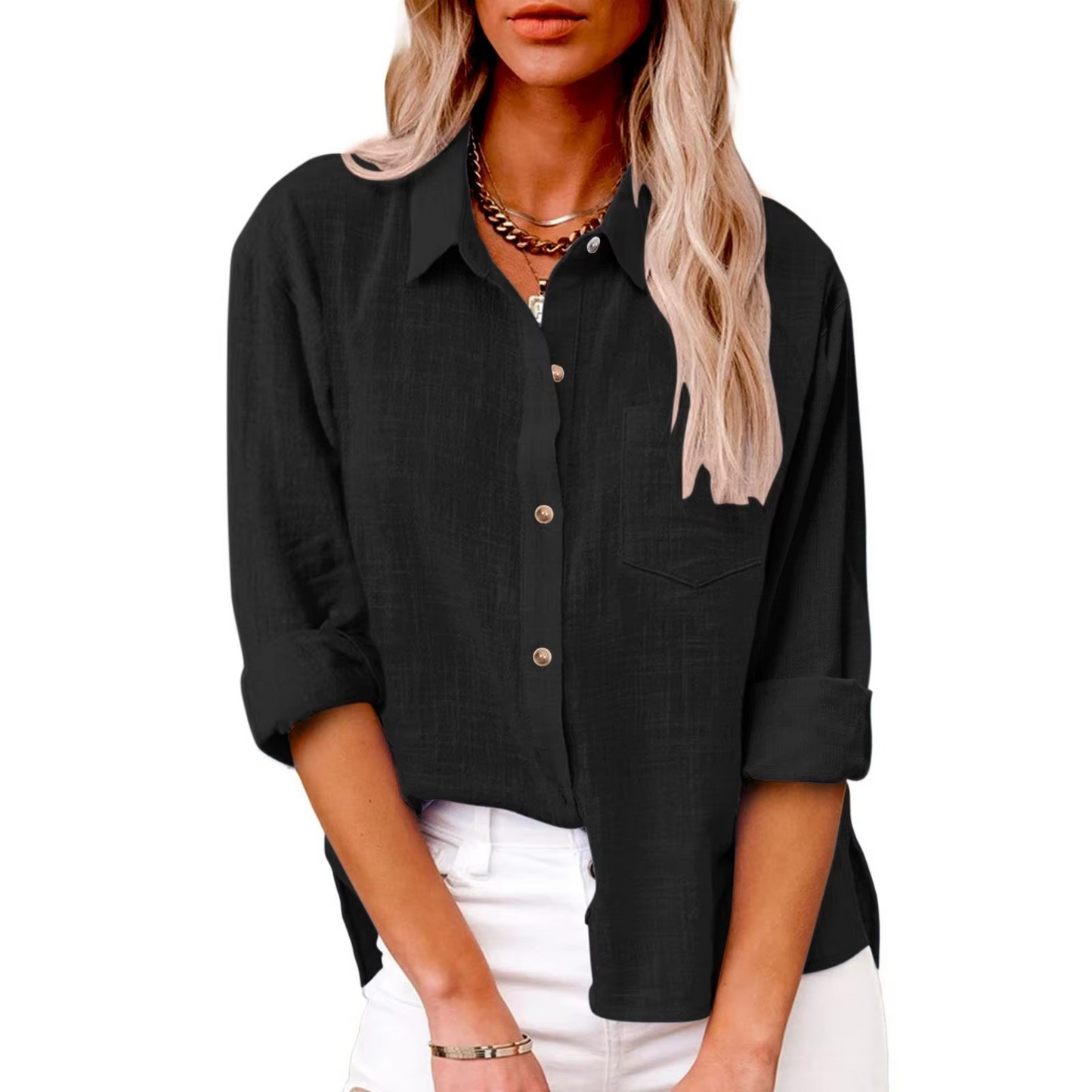 Blouse Décontractée En Coton Lin À Manches Longues Pour Femmes Printemps 2025 Confort Et Élégance