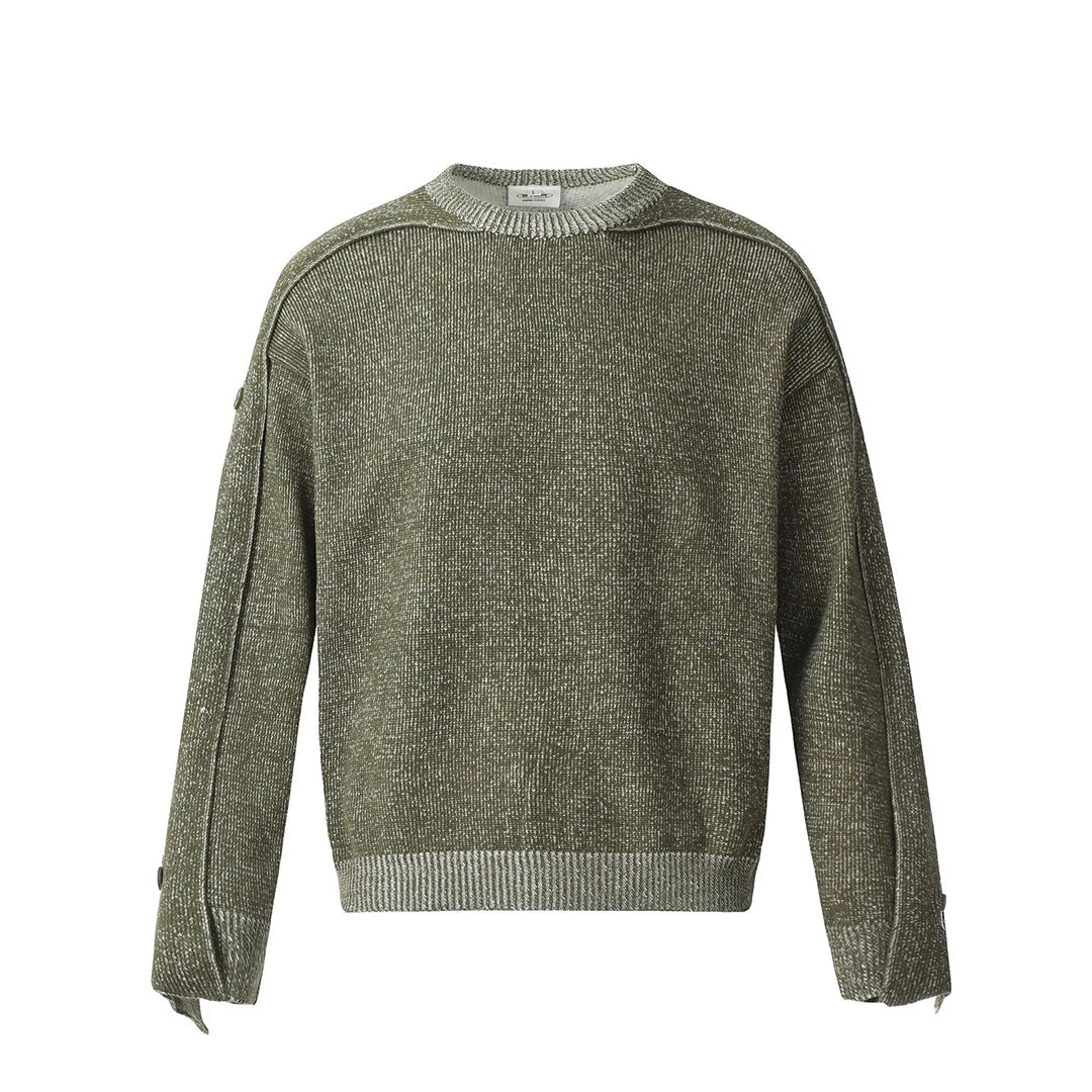 Pull Patchwork En Laine Col Rond Artisanal Moderne Élégance Subtile Pour Hommes Sophistiqués