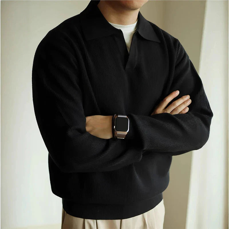 Polo En Maille Levan Pour Homme Col En V Ouvert Léger Et Respirant Tricot Fin Amawinc Confortable Et Élégant