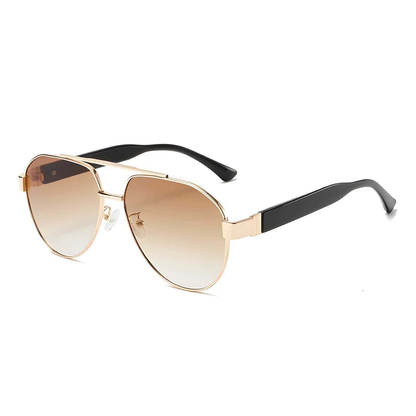 Lunettes Aviateur Pilot Plaquée Or Avec Monture Noire Et Verres Dégradés Anti Reflet UV400