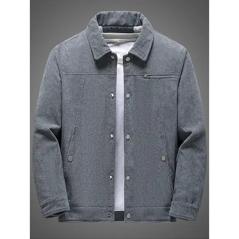 Manteau Homme Velours Côtelé Coton Doublé Polaire Pour Automne Et Hiver Style Classique Amawinc