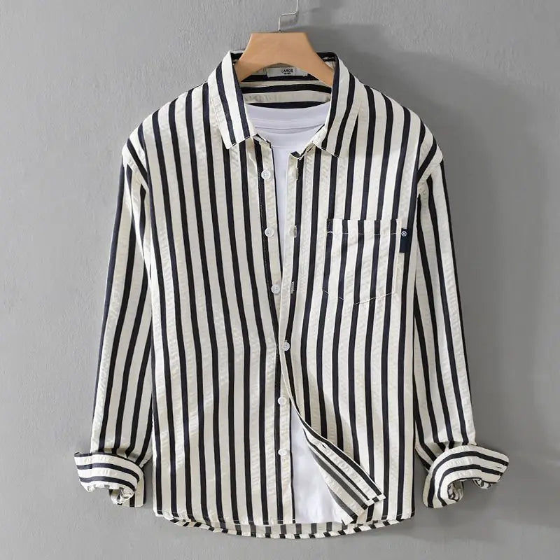 Blouse Féminine À Coupe Décontractée Rayures Verticales Respirante Légère Col Chemise Amawinc