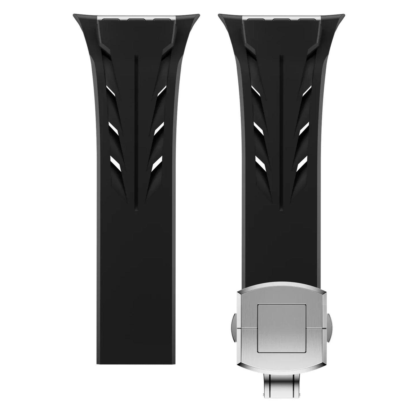 Bracelet Apple Watch En Caoutchouc Flexible 4 Voies Rainurée Léger Taillé Sur Mesure Compatible Avec Tous Modèles