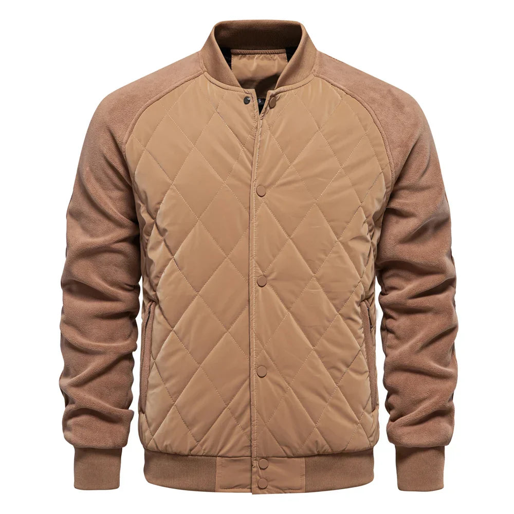 Nolan Veste Bomber Matelassée Avec Avant Diamant Et Manches Imitation Suède Bords Côtes Coupe Ajustée Confortable