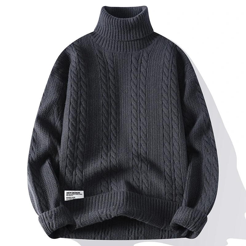 Col Roulé En Maille Torsadée À Coupe Ajustée Idéal Pour Automne Hiver Confortable Et Élégant