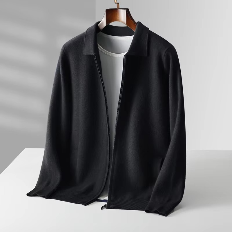 Amawinc Gilet Cardigan Homme En Laine 100 Pour Cent Avec Revers Classique Tricot Pour Une Chaleur Intemporelle