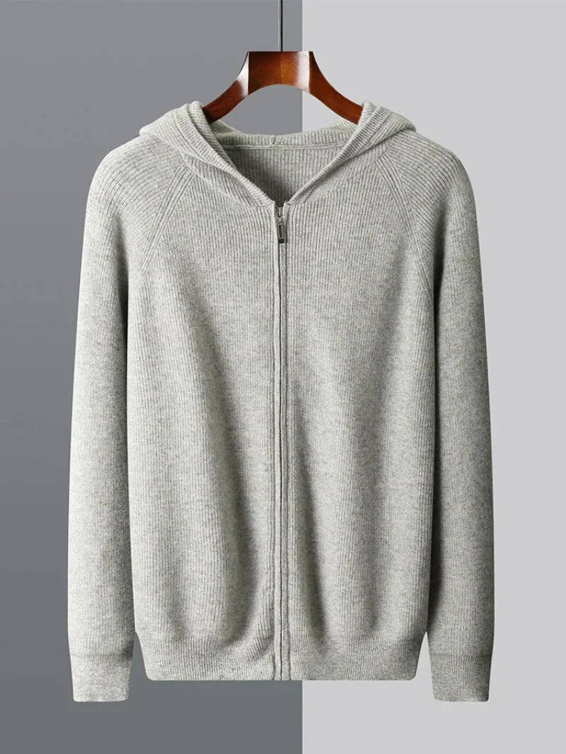 Renlow Sweat À Capuche Zippé En Laine Pure Tricot Épais Pour Homme Chaud Et Structuré Pour L Hiver