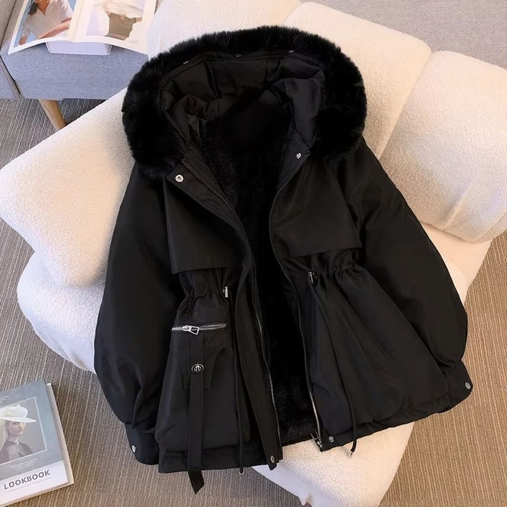 Parka Pour Femmes En Duvet Avec Doublure Polaire Chaud Manteau D'Hiver Avec Capuche À Cordon