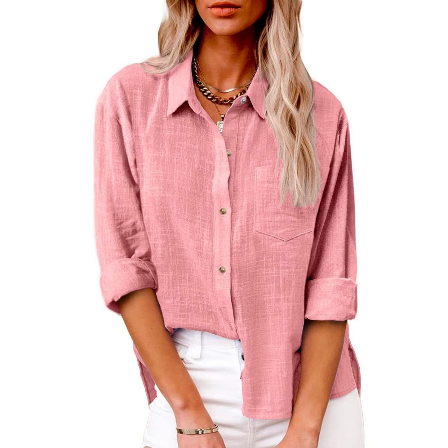 Blouse Décontractée En Coton Lin À Manches Longues Pour Femmes Printemps 2025 Confort Et Élégance