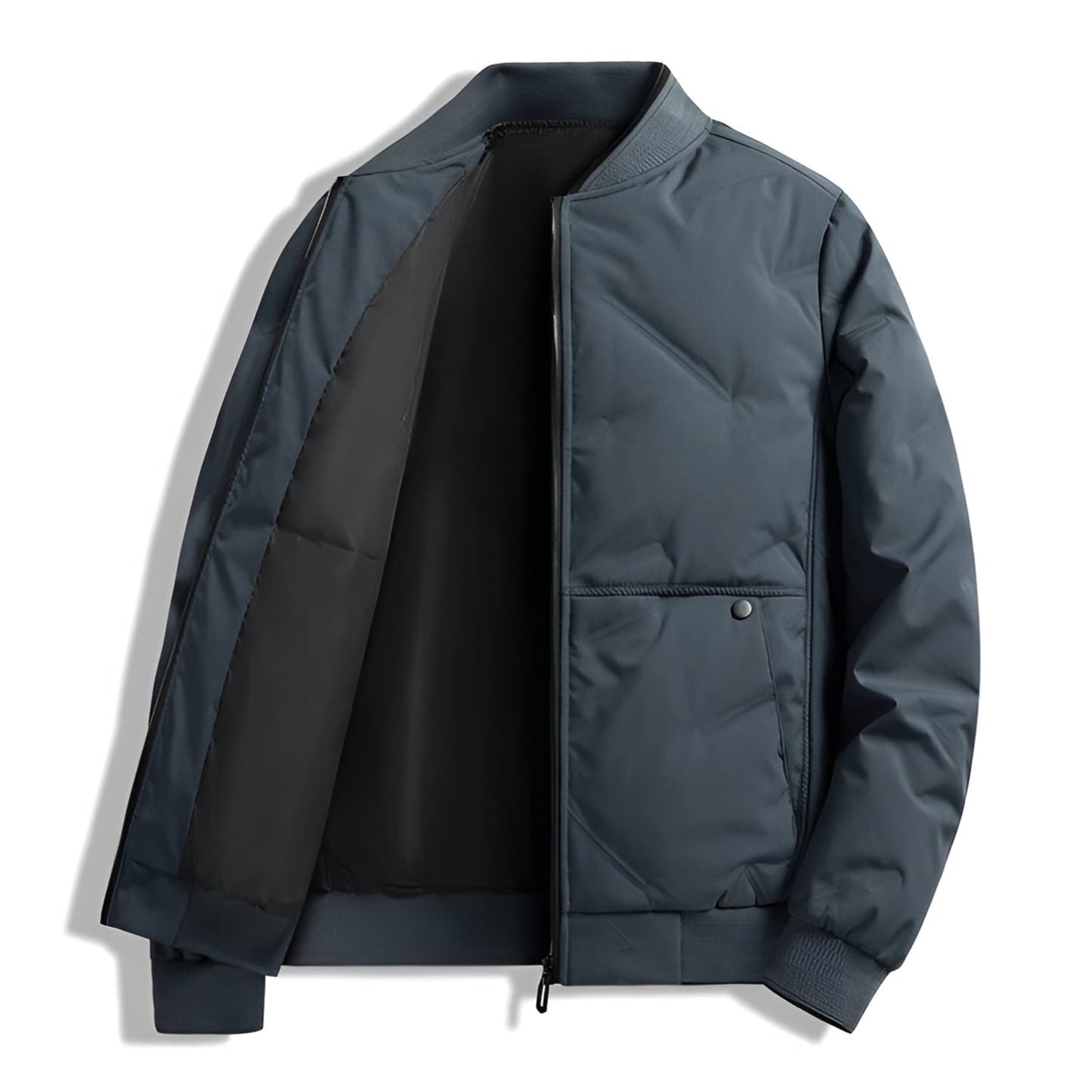 Veste Shell Urbaine Léger Pour L'Hiver Finition Matte Doublure Lisse Col Côtelé Poignets Côtelés Poches Boutons Pression
