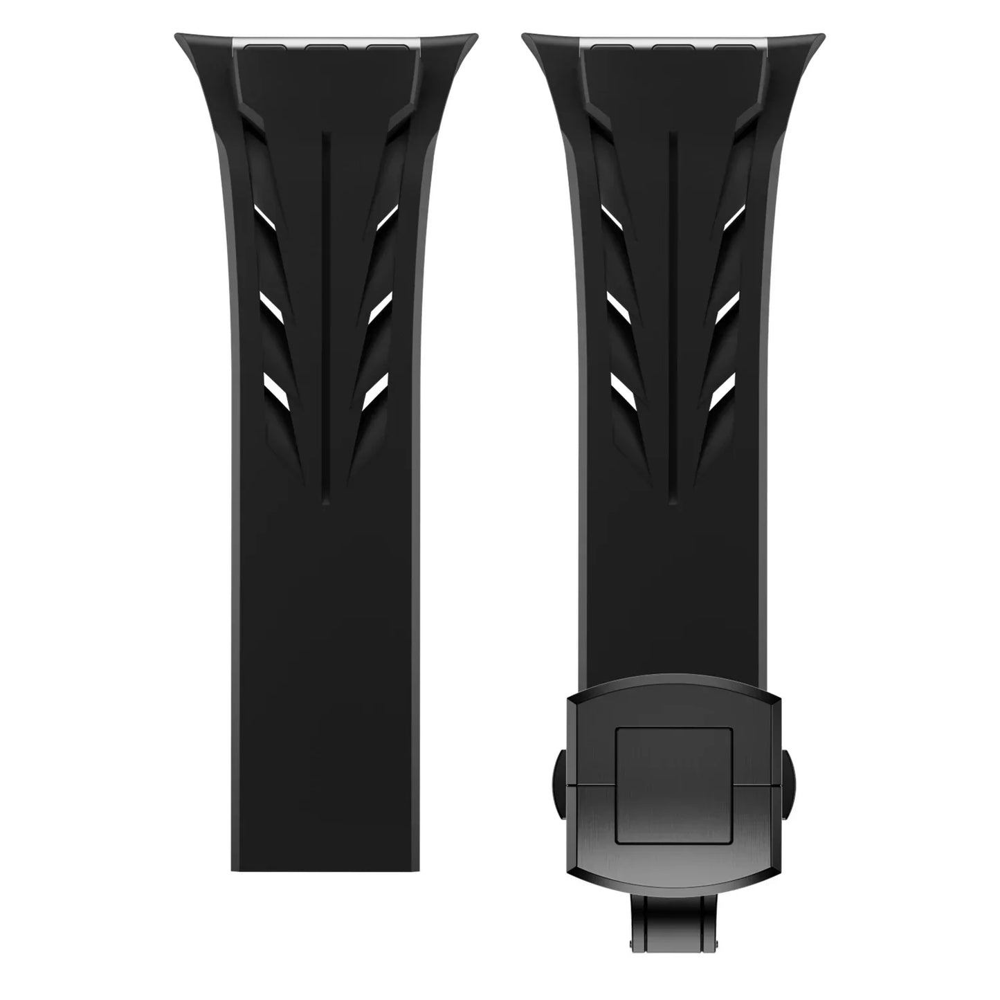 Bracelet Apple Watch En Caoutchouc Flexible 4 Voies Rainurée Léger Taillé Sur Mesure Compatible Avec Tous Modèles