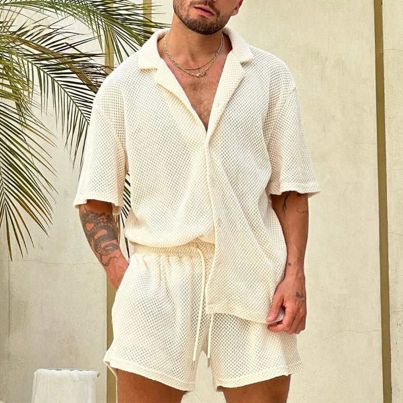 Ensemble Deux Pièces Caris 90s T Shirt Et Short Texturés Léger Pour Été Confortable