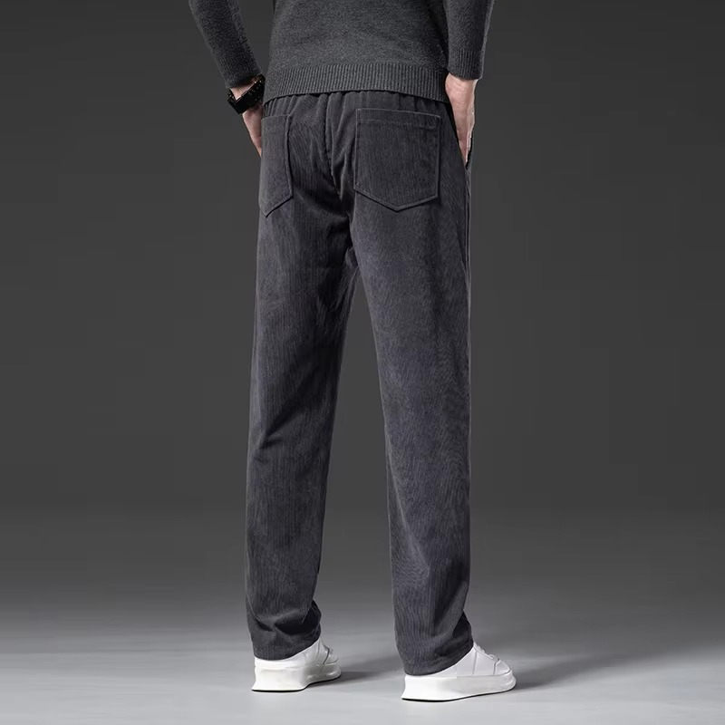 Amawinc Pantalon Homme Velours Côtelé Taille Élastique Coupe Droite Confort Décontracté Pour Travail