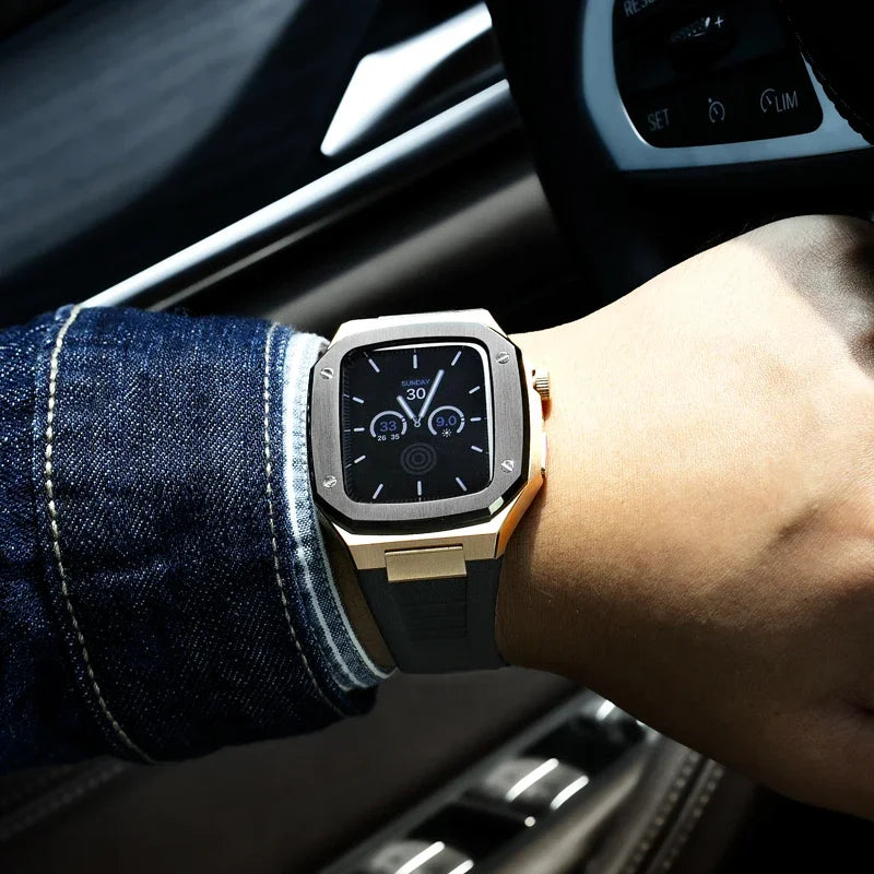 Le Mod Exécutif Pour Apple Watch En Acier Inoxydable Amawinc Design Résistant Aux Chocs Avec Bracelet Caoutchouc Durable