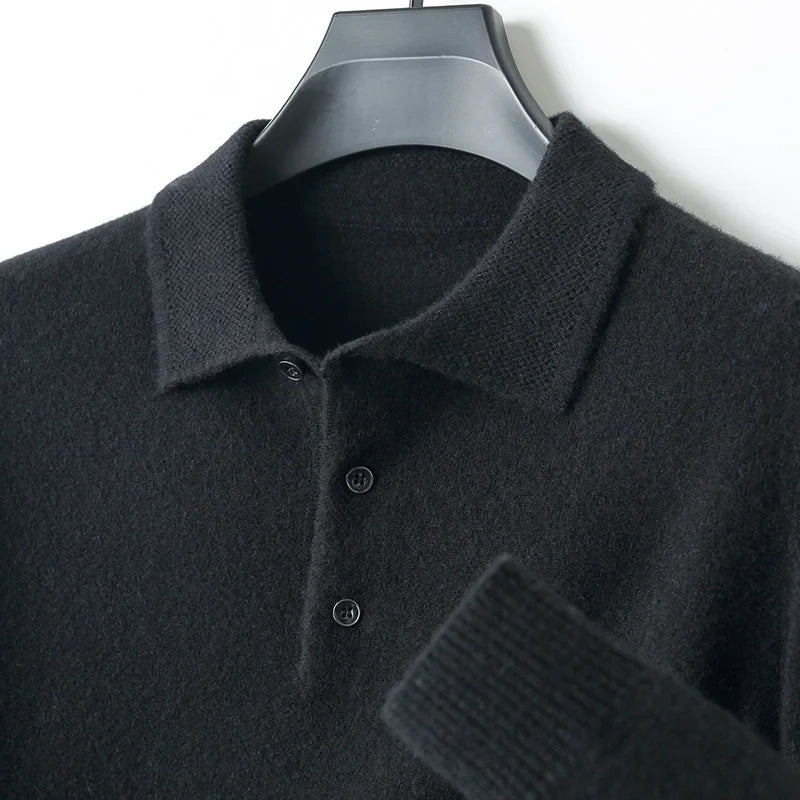 Amawinc TrueWool Polo En Laine Mérinos 100 Pour Cent Homme Coupe Ample Respirant Col Classique Léger