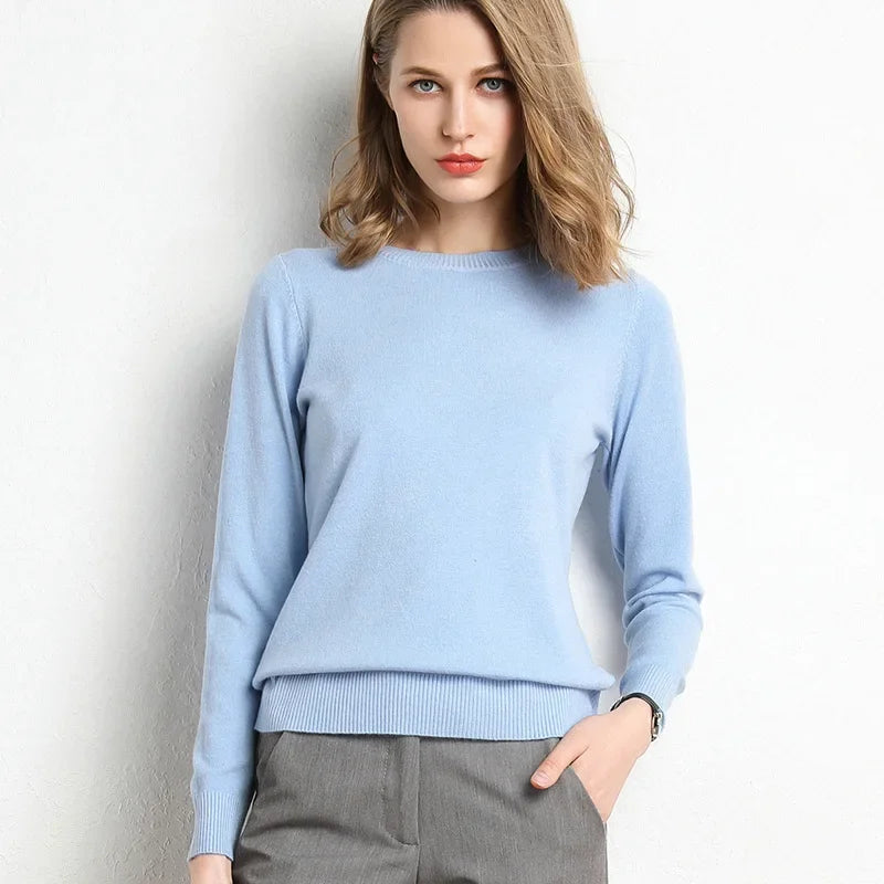 Mileena Dream Pull En Laine Mélange Coupe Slim Fit Col Rond Maille Côtelée Pour Femme