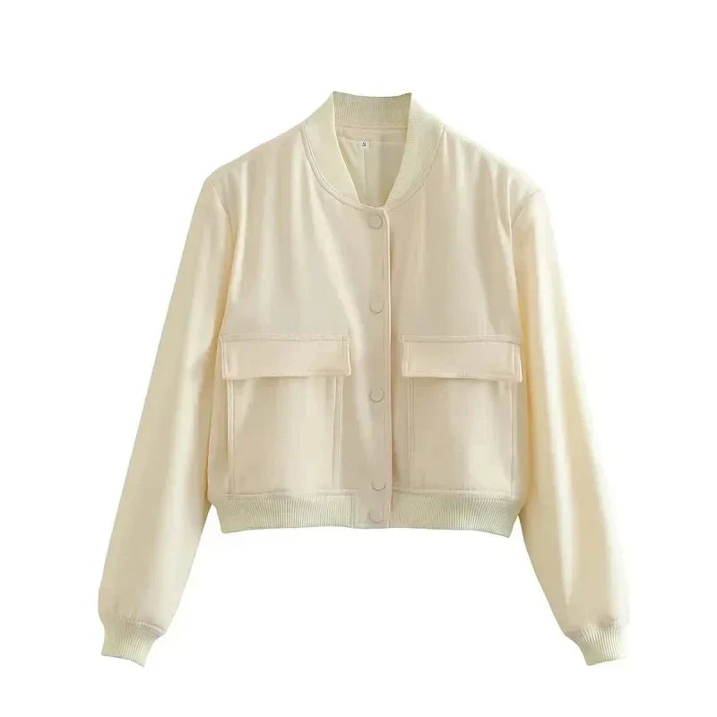 Ella Veste Bomber Femme Décontractée Avec Poches Polyvalente Et Tendance Pour Toutes Saisons