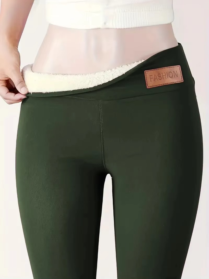 Leggings Femme Hiver Chauds En Peluche Doublure Polaire Élastiques Taille Haute Pour Temps Froid Décontracté