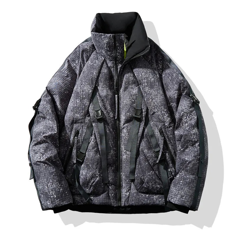 Veste Puffer Exo Therm Camouflage Urbain Pixel Imperméable Duvet Col Haut Coupe Ample Techwear