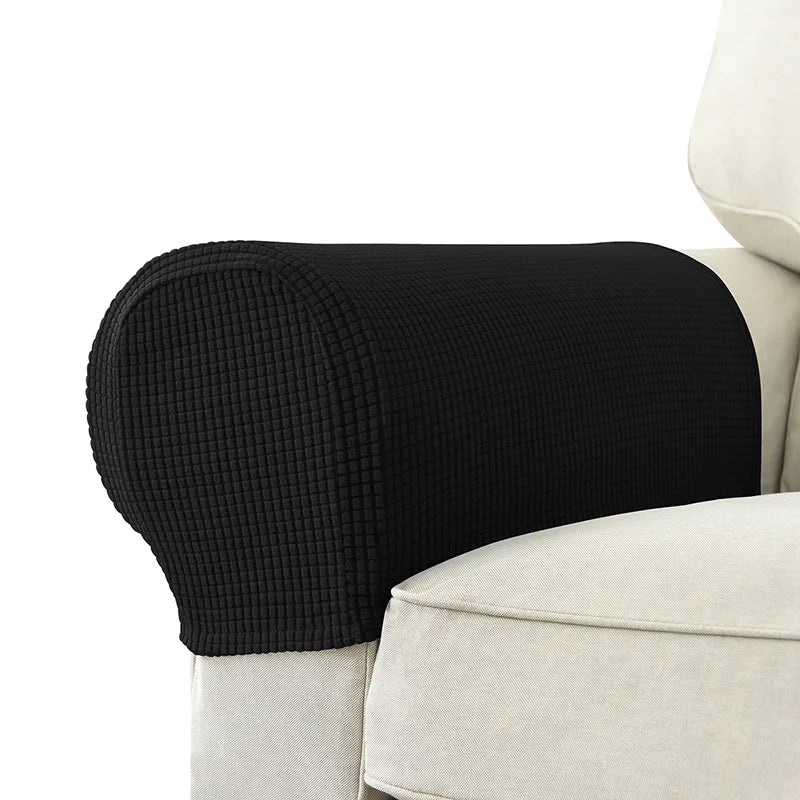 Housse Accoudoir Extensible Texturée Gris Pour Canapé Protection Contre Taches Et Usure Design Minimaliste