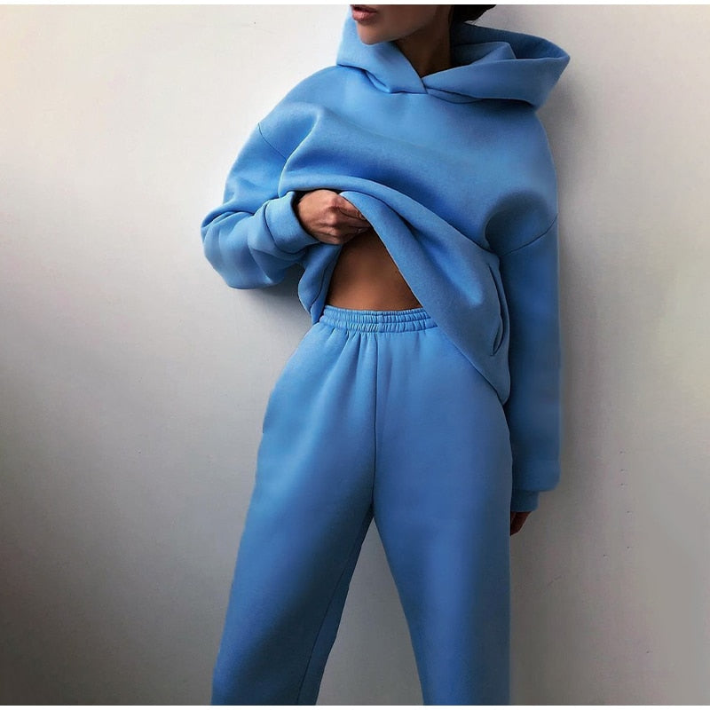 Ensemble Jogging Femme Oversize Hoodie Pantalon Coton Doux Coupe Décontractée Pour Détente