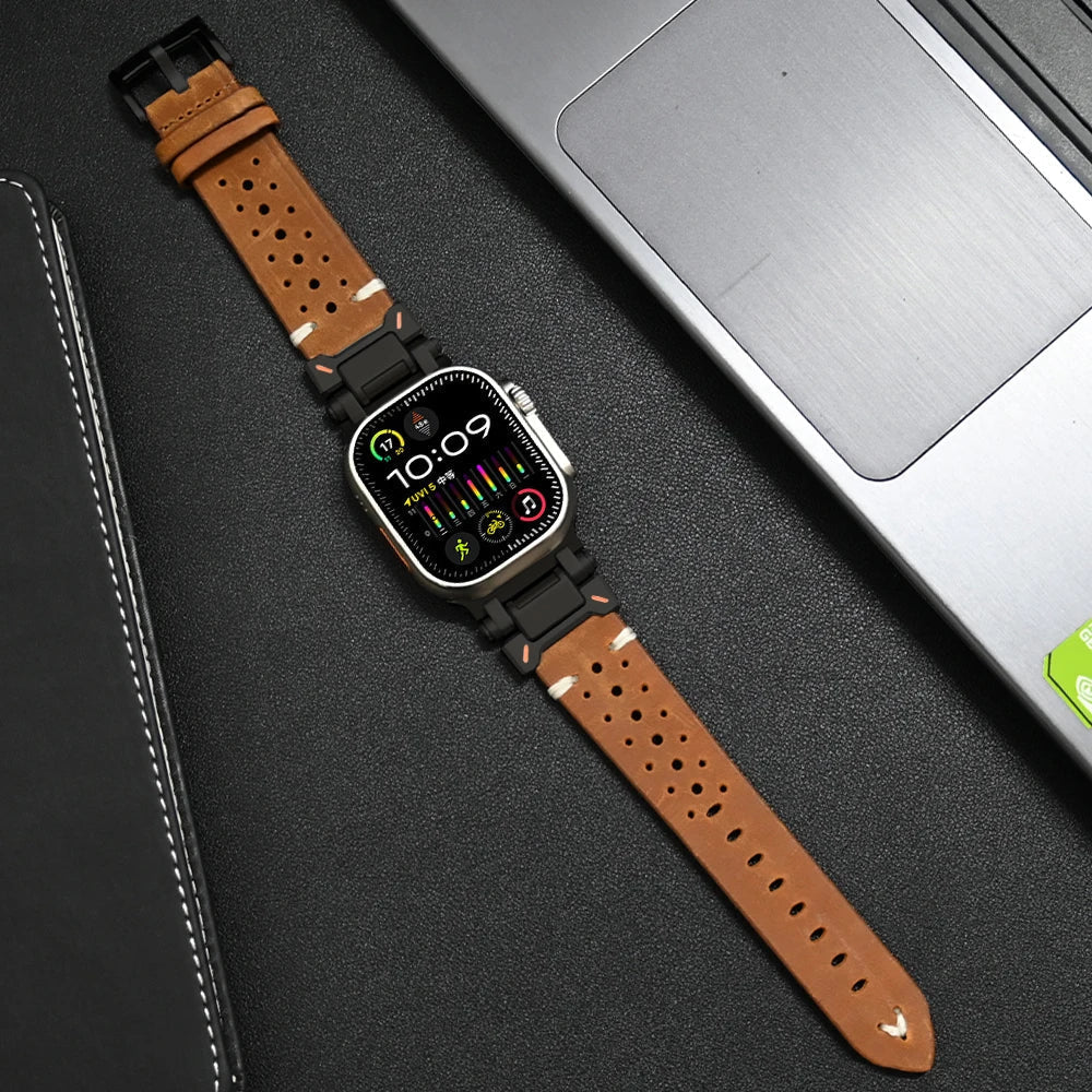 Bracelet Apple Watch En Cuir Véritable Jacek Avec Couture Soignée Et Finition Raffinée Pour Usage Quotidien
