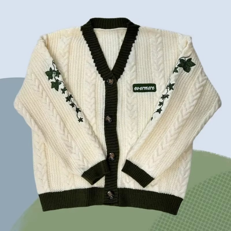 Amawinc Cardigan En Maille Automne Rouge Avec Broderie Feuille Érable Pour Femmes Modernes Confortables Et Élégantes