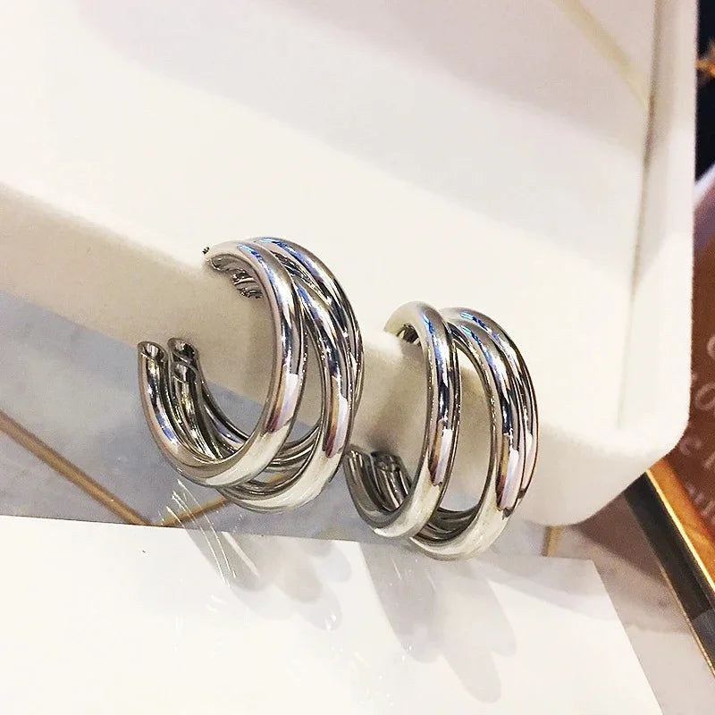 Boucles D Oreilles Créoles Épaisses Poli Non Ternissables Pour Tous Styles Et Inspirations