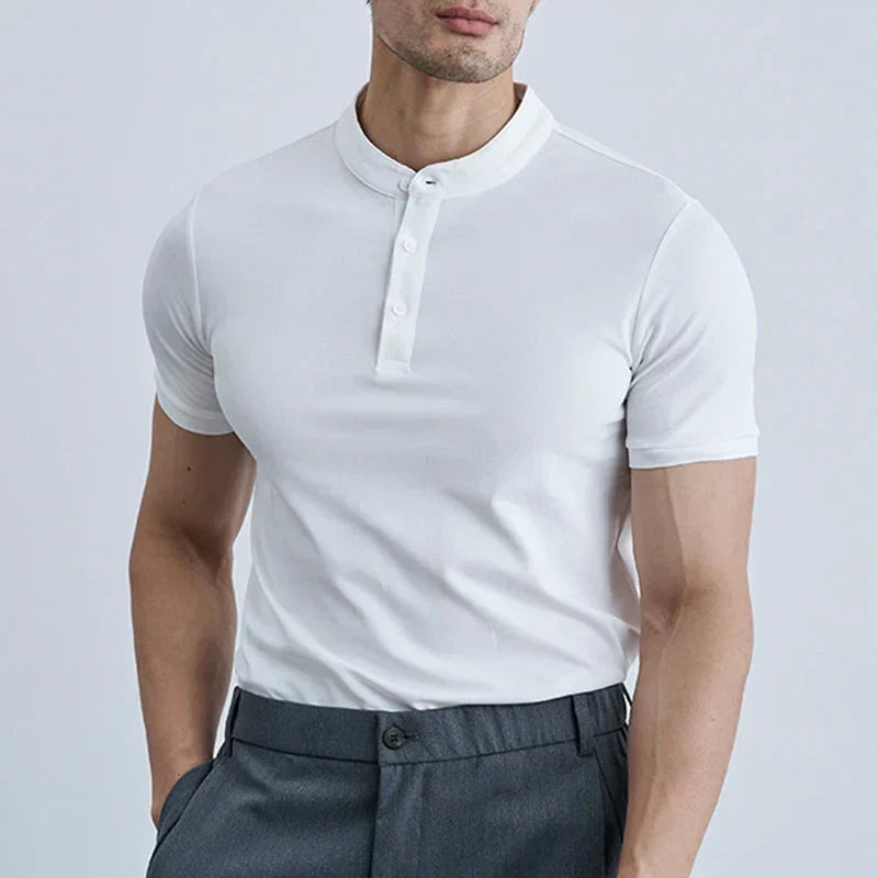 T Shirt Homme Slim Fit En Coton Léger Col Décontracté Manches Courtes Pour Tous Les Jours