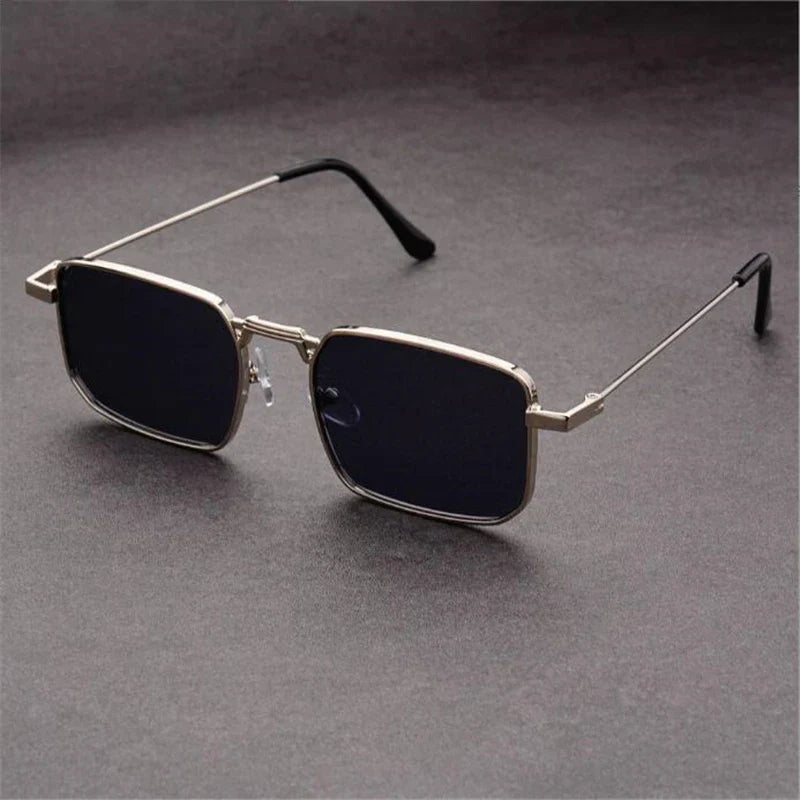Lunettes de Soleil Rectangulaires Amawinc Nexium Cadre Métal Ultra Léger Verres UV400 Plaquettes Ajustables Unisexe