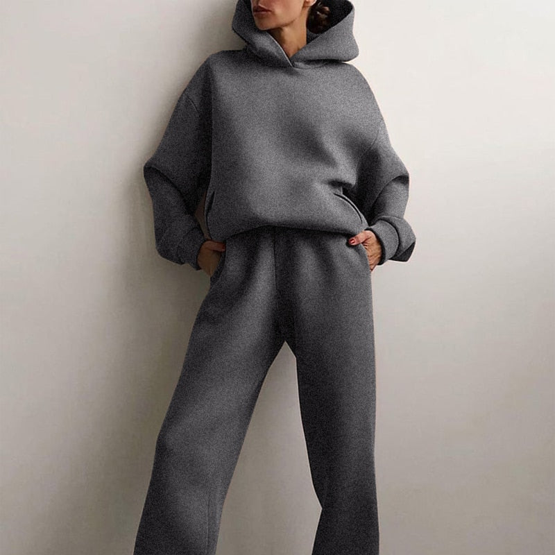 Ensemble Jogging Femme Oversize Hoodie Pantalon Coton Doux Coupe Décontractée Pour Détente