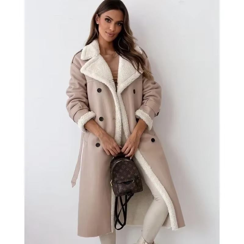 Manteau Femme En Fourrure Synthétique Hiver Doux Et Chaud Avec Col Revers Et Manches Longues