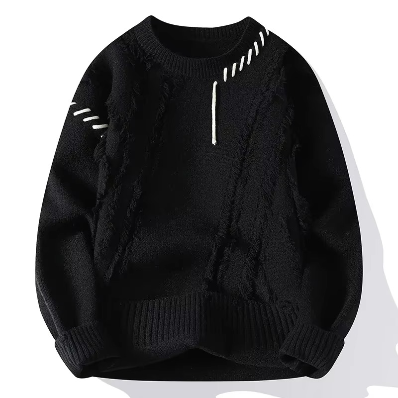 Pull Tricot Déchiré Streetwear Amawinc Pour Homme 2025 Hip Hop Chaud Pour Hiver Et Automne Et Confort