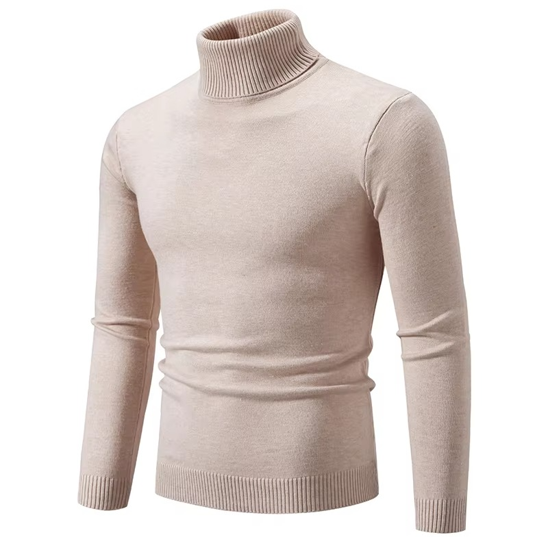Amawinc Pull Col Roulé En Maille Épaisse Pour Hiver Coupe Slim Chaud Décontracté