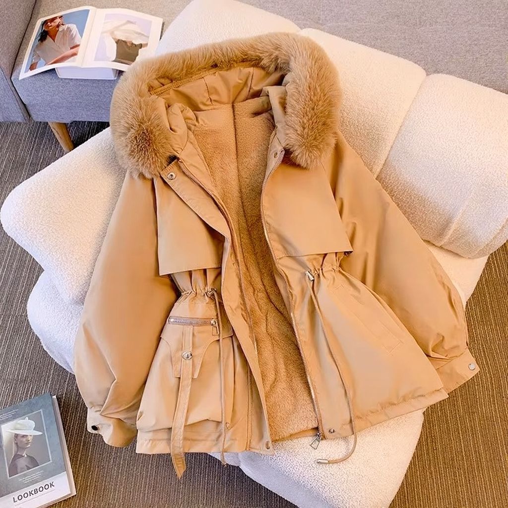 Parka Pour Femmes En Duvet Avec Doublure Polaire Chaud Manteau D'Hiver Avec Capuche À Cordon
