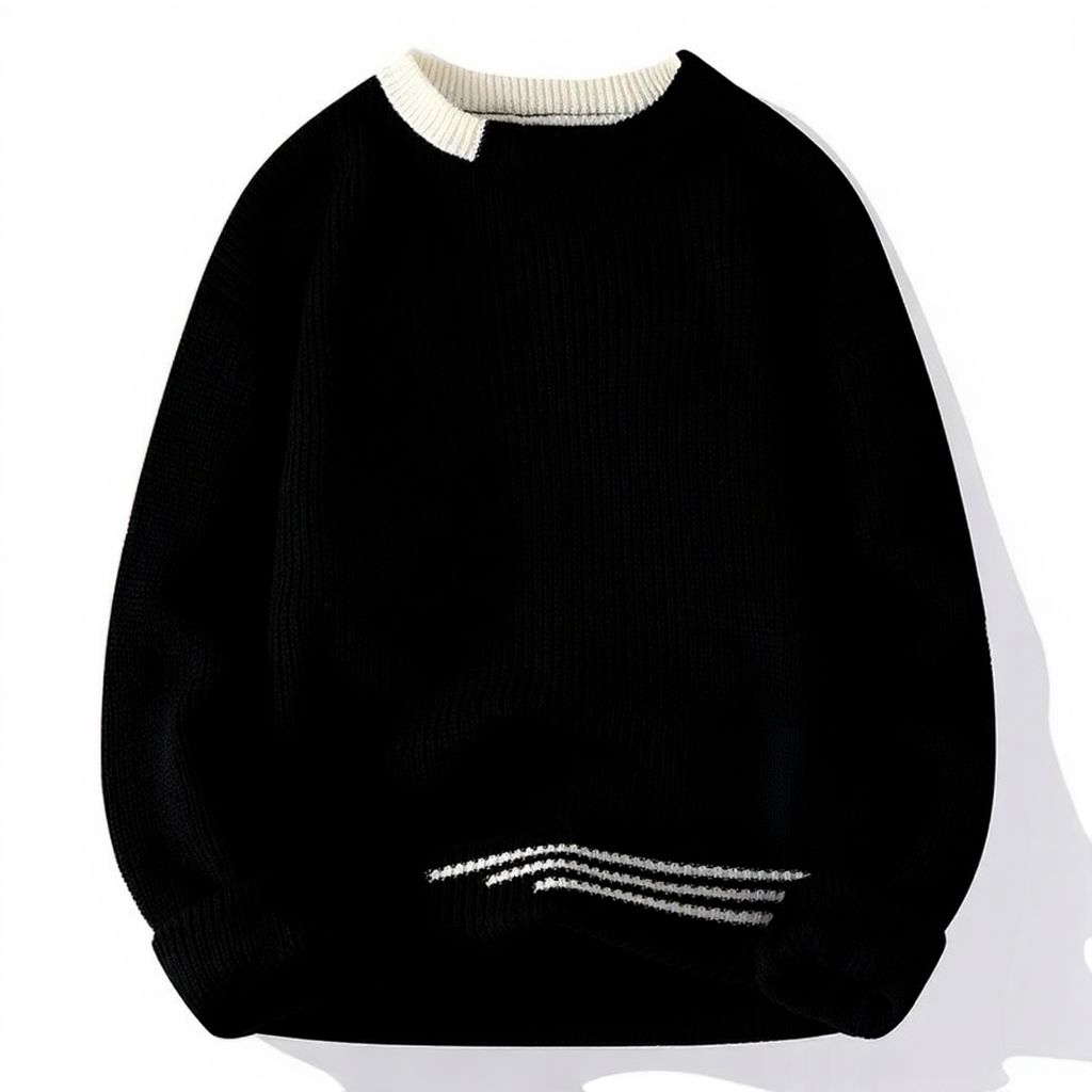 Pull Patchwork Tricot Automne Hiver Slim Fit Col Rond Pour Homme Chaud Et Confortable Pour Style Quotidien
