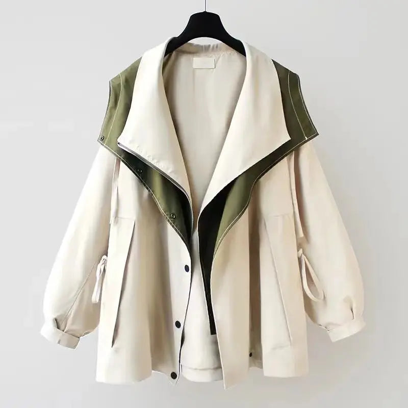 Veste Coupe-Vent Everly Deux Tons Avec Empiècements En Couches Col Oversize Et Boutons Pression