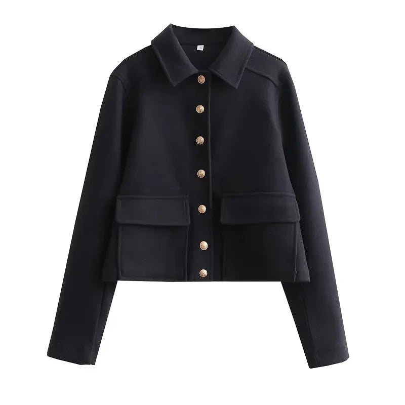 Isabel Veste Courte Chic À Boutons Sur Le Devant Pour Femme Amawinc Couture Moderne Et Polyvalente
