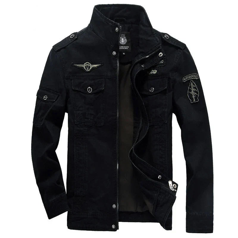 Veste Cargo Pour Homme En Coton À Coupe Structurée Avec Col Debout Et Poches Utilitaires Polyvalente