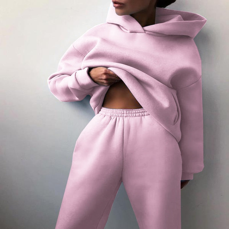 Ensemble Jogging Femme Oversize Hoodie Pantalon Coton Doux Coupe Décontractée Pour Détente